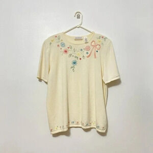 Vintage - Alfred Dunner Embroidered Short Sleeve Sweater